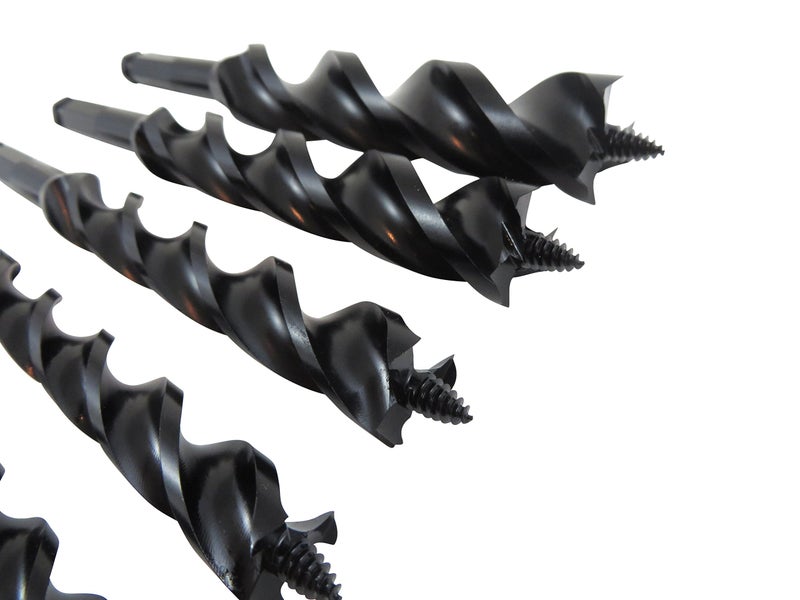 WoodOwl 6 Piece Set with 3/8", 1/2â€, 5/8", 3/4â€, 7/8" and 1â€ x 7-1/2â€ Long Ultra Smooth Tri Cut Auger Hand Brace Boring Bit PTEE coated 09703-09713 - Image 3